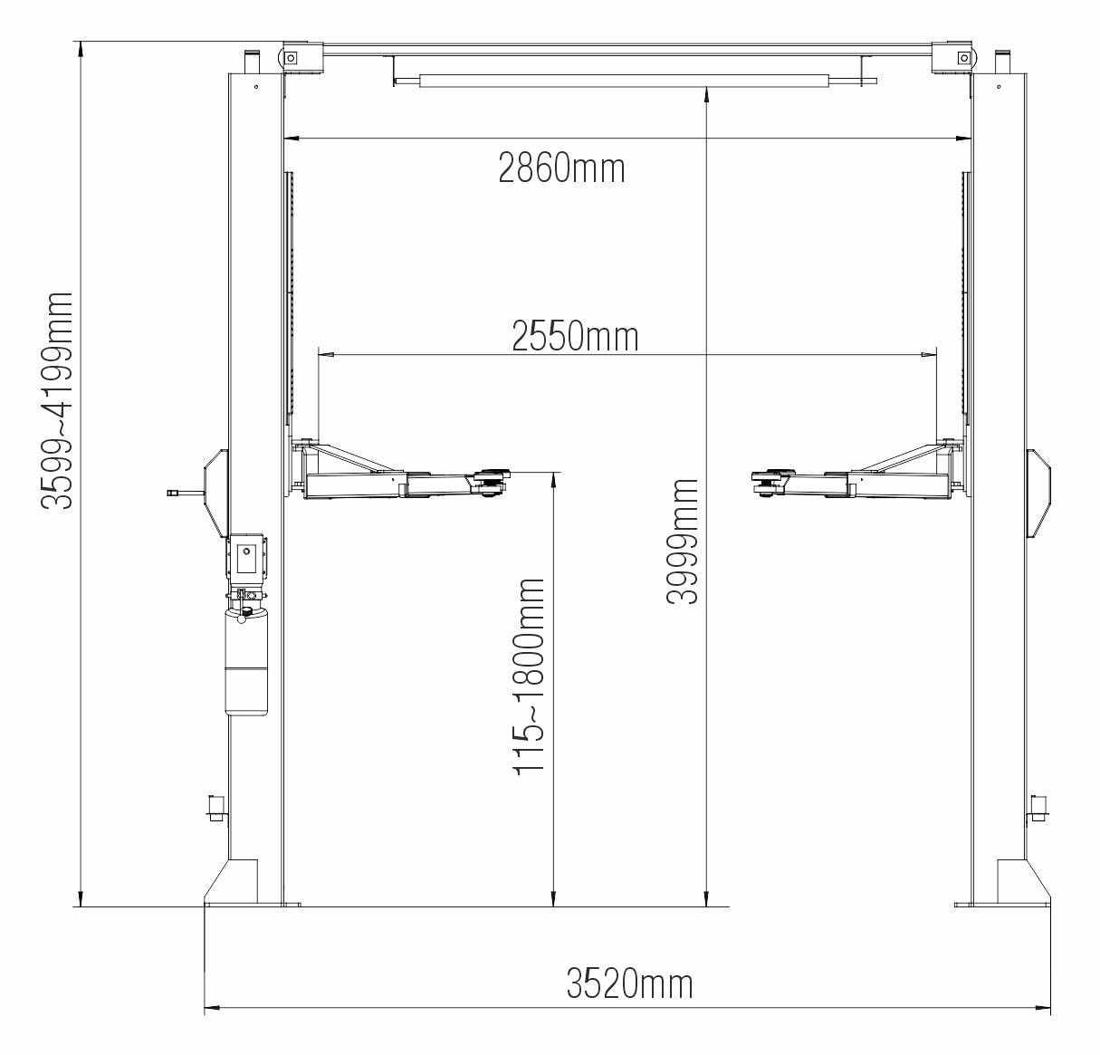 4.5 Ton Clear-Floor Two-Post Lift